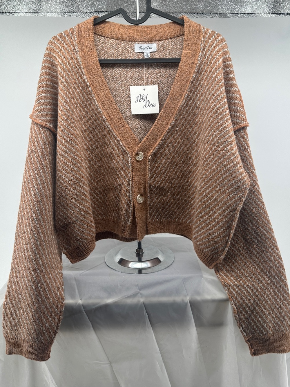NWT Petal Dew tan striped cardigan
